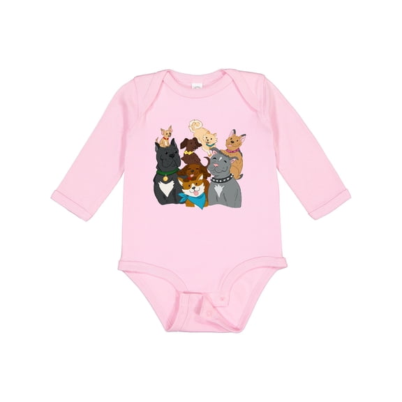 Inktastic Happy Dog Family Boys or Girls Long Sleeve Baby Bodysuit