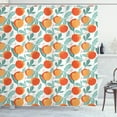 thumbnail image 1 of Ambesonne Peach Shower Curtain, Summer Fruit Bluish Leaves, 69"Wx84"L, Vermilion and Pale Orange, 1 of 3