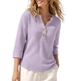 thumbnail image 3 of Loopsun Womens 3/4 Sleeve Fall Tops Fashion Knit V Neck Casual Shirt Blouse, 3 of 5
