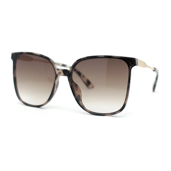 Womens Oversized 90s Fashion Thin Plastic Horn Rim Sunglasses Grey Tortoise - Brown