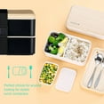 thumbnail image 6 of Original Bento Box Lunch Box Japanese Style 2 Layer Food Containers with Utensils Spoon and Fork Bundle Divider Salad Box for Men Women (Black), 6 of 10