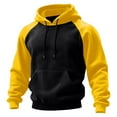 thumbnail image 2 of yuCgh Men's Colorblock Hoodie Sweatshirt, Plus Size Casual Sports Pullover, Trendy Two-Tone Design for Loose Fit and Everyday Comfort,Black L, 2 of 6