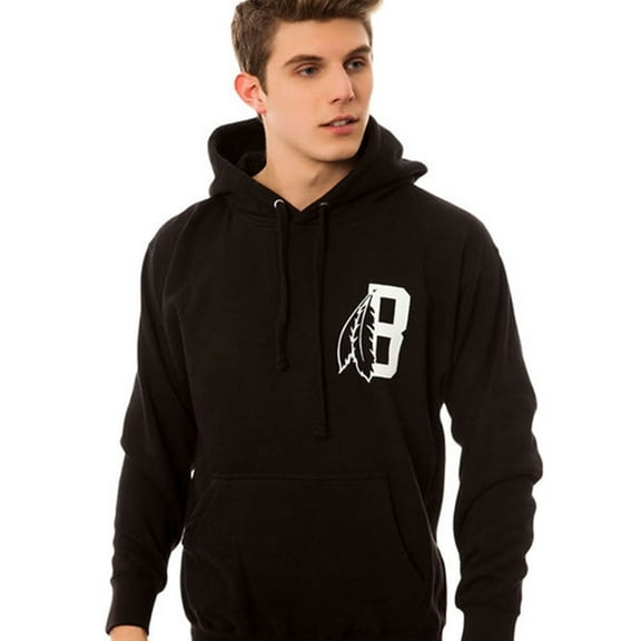 Black Scale Mens The Feather B Logo Hoodie Sweatshirt, Black, Small