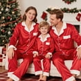 thumbnail image 4 of 3. Silky Christmas Family Pajamas Set, Sleepwear, Coordinated Holiday Matching Outfits for Everyone, 4 of 6