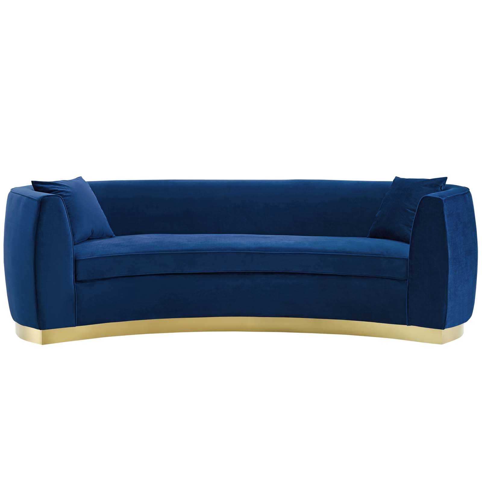 Modway Resolute Curved Performance Velvet Stainless Steel Sofa in Navy - image 5 of 6