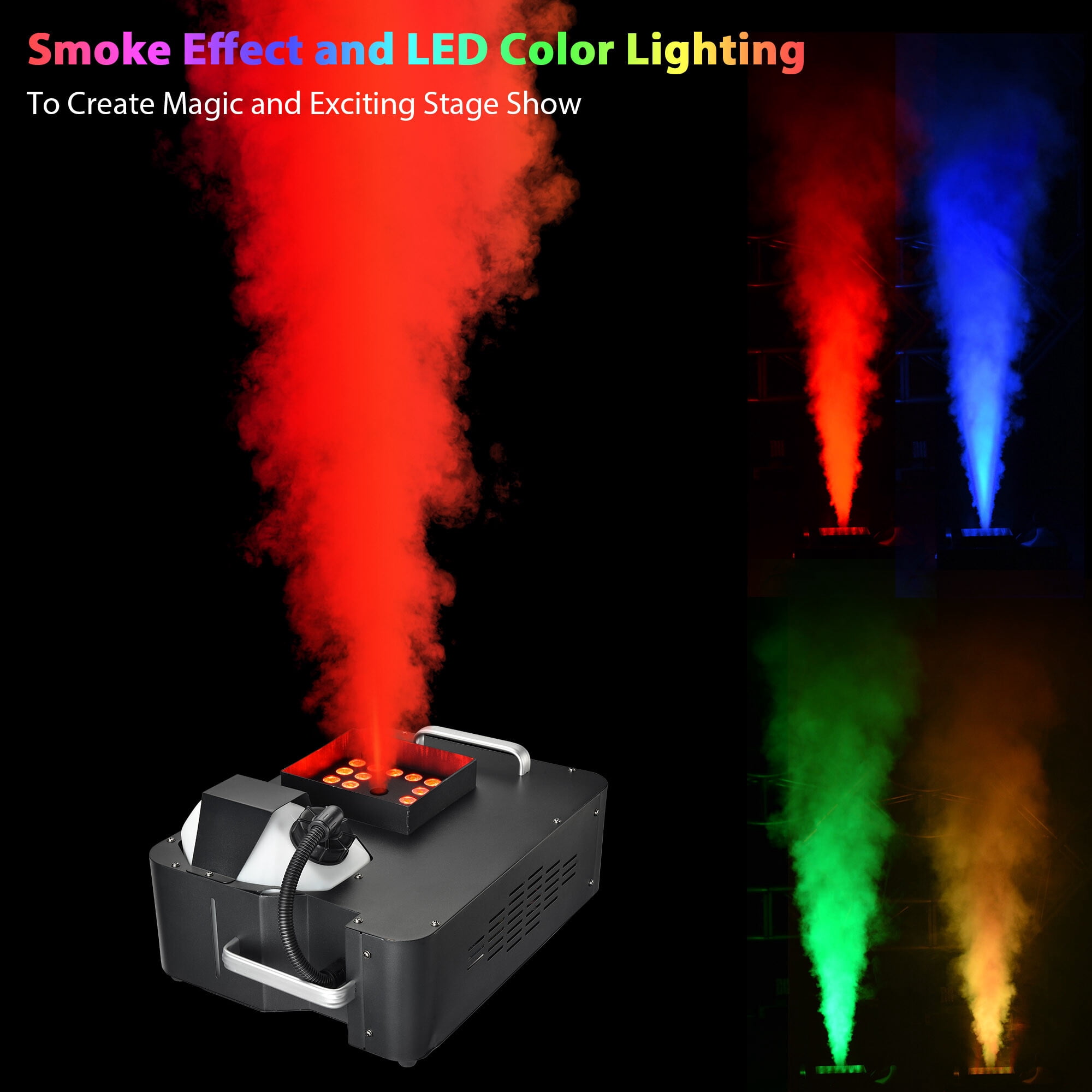 Vertical Smoke Fog Machine With Lights LED 1500W Floor Fogger DJ Equipment for Parties Stage Show Weddings Disco