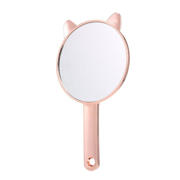 Espejo de mano para maquillaje Espejo de viaje Espejo redondo de oro rosa E Labymos estándar