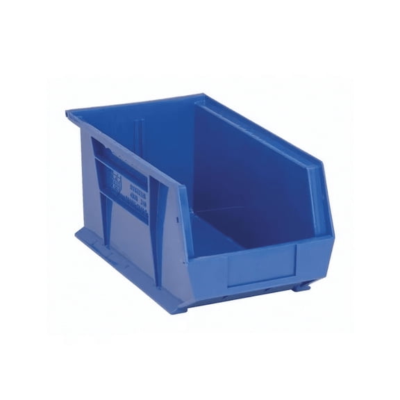 12 Packs of Hang & Stack Storage Bin, Blue, Polypropylene, 14 3/4 in L x 8 1/4 in W x 7 in H