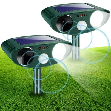 KingFurt 2 Pack Upgraded Ultrasonic Animal Repeller Outdoor,Solar Animal Repeller Waterproof Animal Repellent with Motion Detection LED Strobe Light