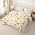 thumbnail image 3 of Feelyou Sugar Gothic Bow Ghost Quilt Full, Cartoon Pumpkin Flower Full Bedspread Sets, Cream Yellow, 3 Pieces, 1 Comforter and 2 Pillowcases, 3 of 7
