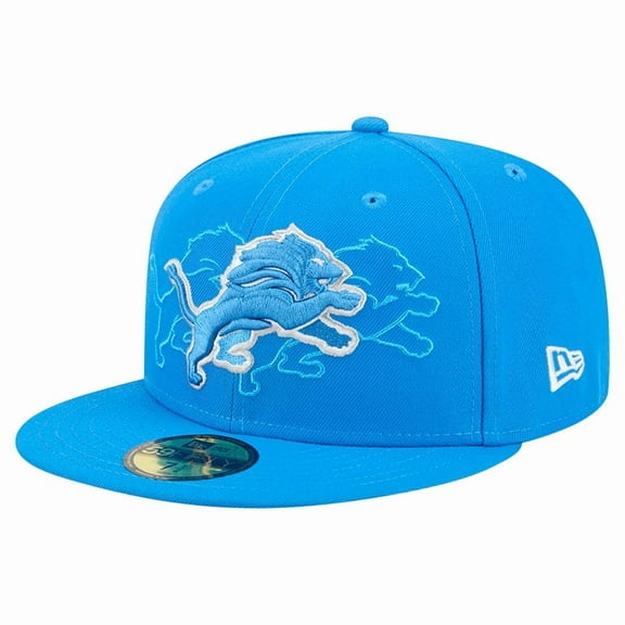 Men's New Era Blue Detroit Lions Tri-Hit 59FIFTY Fitted Hat