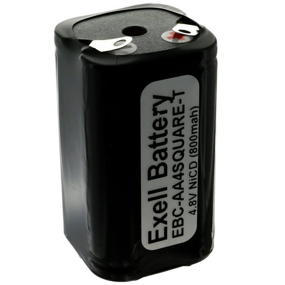 Exell Custom 4.8V 800mAh NiCd 4xAA Square Battery Pack with Tabs