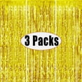 thumbnail image 2 of 3 Pcs Gold Metallic Foil Curtains,3.28ft x 6.56ft Fringe Rain Curtain Shine Photo Booth Backdrop Tinsel Curtain Streamer for Wedding Christmas New Year Baby Shower Celebration Party, 2 of 9