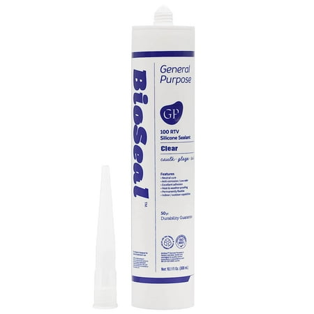 clear bioseal 100% silicone sealant caulk general purpose with mold resistance waterproof and low odor 10.1oz -clear pack of 25