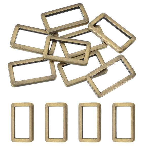 8pcs Metal Flat Rectangle Ring, 26mm(1inch) Metal Rectangular Buckle Rings Square Strap Webbing Loop for Bag Belt Purse DIY Craft, Brass