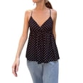thumbnail image 2 of Women'S Y2k Polka Dot Print Tank Top Spaghetti Strap Camisole Sheer Mesh Going Out Top Black L, 2 of 9