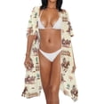 thumbnail image 2 of Xoenoiee Cowboy Horse Carriage Cactus Fence Pattern Women Bathing Suit Coverup Casual Loose Swimsuit Coverups Open Front Kimono Cardigan Cover Up Half Sleeve Summer Beach Cover up, 2 of 7