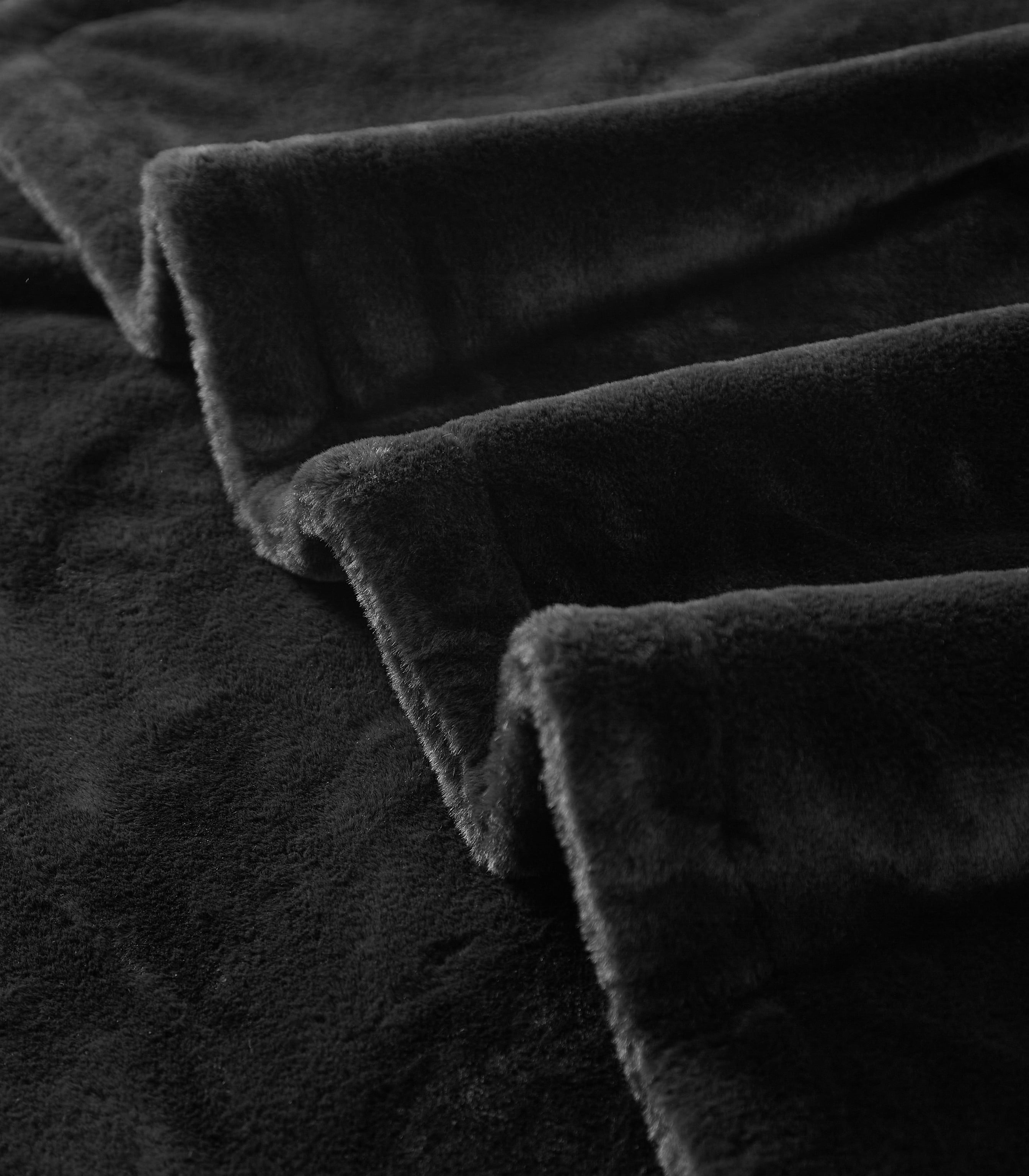 Cozy Haven Faux Fur Throw Blanket for Adults, Black, 50" x 72"