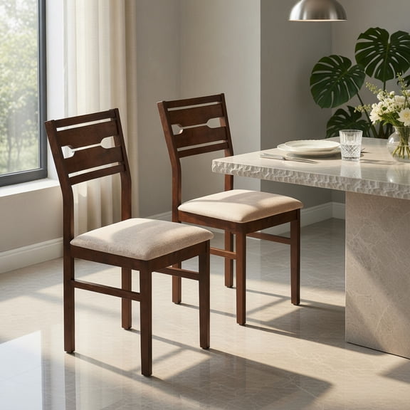 Demi Bonn Metal Dining Chair Set of 2, Stackable, Wood Seat, Detachable High Backrest, Beige
