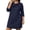 Dark Blue, variant on Ohufall Plus Size Nightgowns for Women Round Neck Solid Color Sleepshirt Loose Comfy Long Sleeve Fashion Night Dress