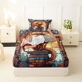 thumbnail image 4 of Feelyou Church Dragon Twin Sheet Sets for Men Boys, Magical Floral Animal Bedding, Orange Gold, 3-Piece, 4 of 5