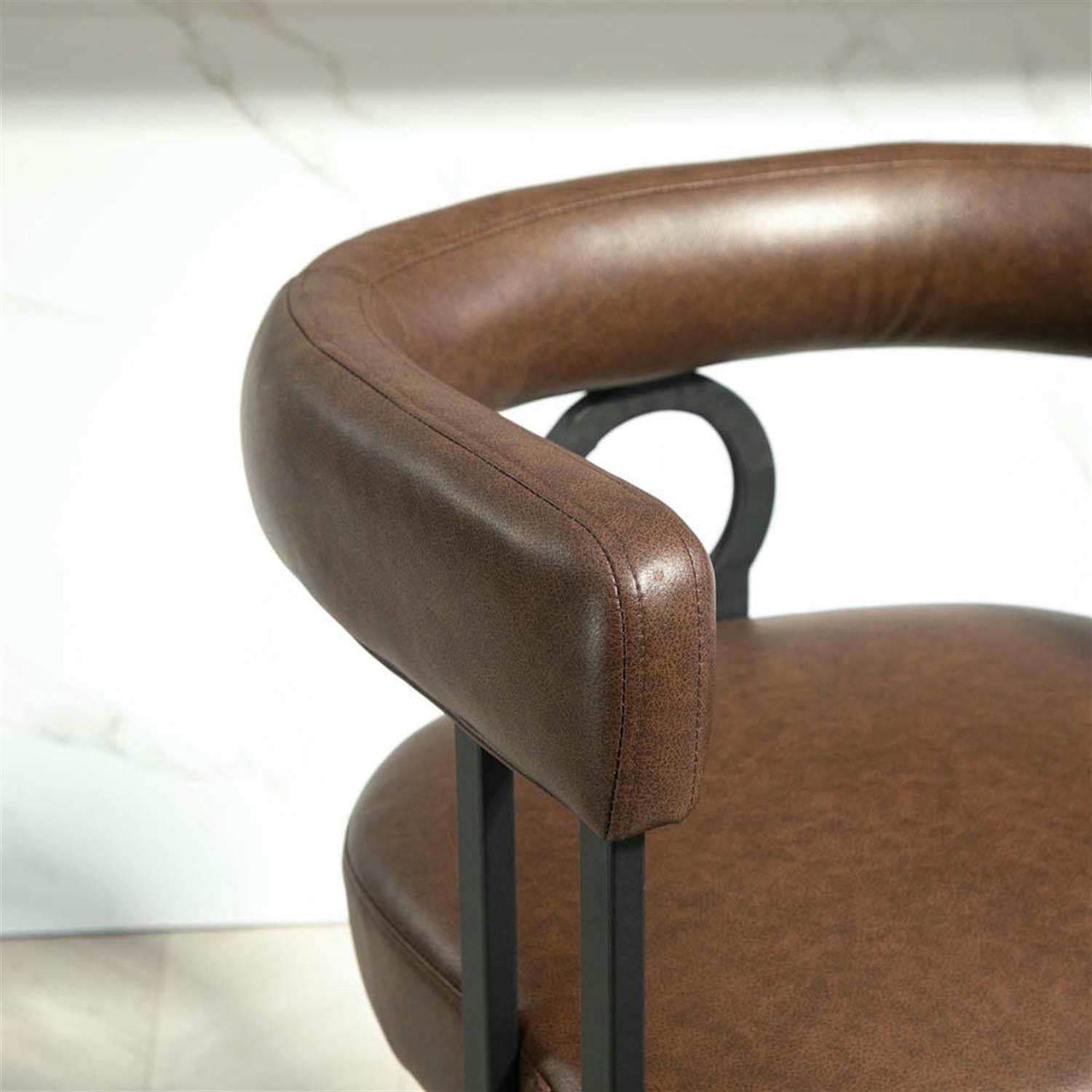 Demi Bonn 34" Counter Height Bar Stools Set of 2, Upholstered Barstools with Back, Kitchen Island Countertop Chairs for Dining Room, Dark Brown