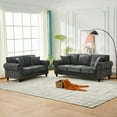 thumbnail image 3 of Newest 86" Modern 3-Seater Sofa with Rolled Arms,Chenille Upholstered Couch with Wood Legs , Nailhead Trim for Living Room, Apartment, 3 of 9