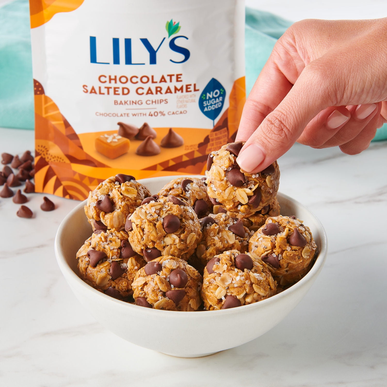 (3 pack) LILY'S Chocolate Salted Caramel Flavored Baking Chips, No Sugar Added, Gluten Free, 7 oz