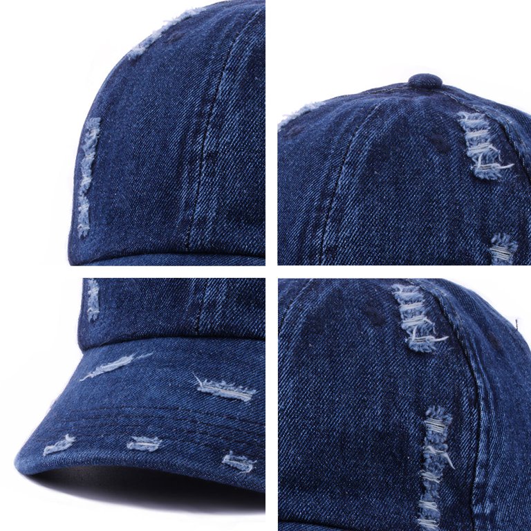 2 Pack Vintage Washed Denim Distressed Hats Adjustable  display picture 3