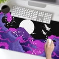 thumbnail image 2 of Japanese Balck Blue Purple Wave Gaming Mouse Pad 35.4 X 15.7 Inch XXL Cool Style Art Design Full Des Mousepad Extended Large Non-Slip Rubber Base Keyboard Mat with Stitched Edges for Home Office, 2 of 6