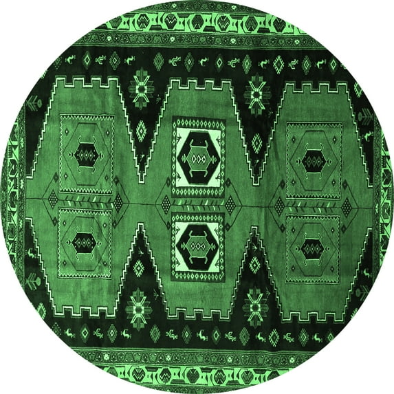 Ahgly Company Indoor Round Persian Emerald Green Traditional Area Rugs, 3' Round