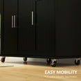 thumbnail image 5 of Knubmt 1 Drawer Rolling Kitchen Island with 3 Cabinets and Towel Rack, Stainless Steel Top Kitchen Island with Wheels and Spice Rack, Black, 5 of 10