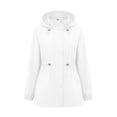 thumbnail image 5 of Qgtaibl Women's Lightweight Hooded Jacket Adjustable Waist Waterproof Windbreaker Outerwear Snap Button Zip Up Long Sleeve Coat with Pockets for Outdoor Travel White XXL, 5 of 5