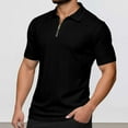 thumbnail image 2 of Men Polo Shirts Summer Zipper Collared Short Sleeve Tops Comfortable Stretch Sport Moisture Wicking Dress Shirts for Men, 2 of 9