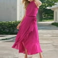 thumbnail image 4 of ITSAME Women's Maxi Dress, Sleeveless Summer Beach Flowy Dress Irregular Hem Sexy Ruffles Long Dresses Hot Pink S, 4 of 4