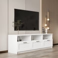 thumbnail image 6 of Modern TV Stand, Minimalist TV Cabinet with 3 Open Shelves & 3 Drawers, Wood Media Console Table Entertainment Center for TVs up to 80", Open Locker TV Console Cabinet for Living Room Bedroom, White, 6 of 8