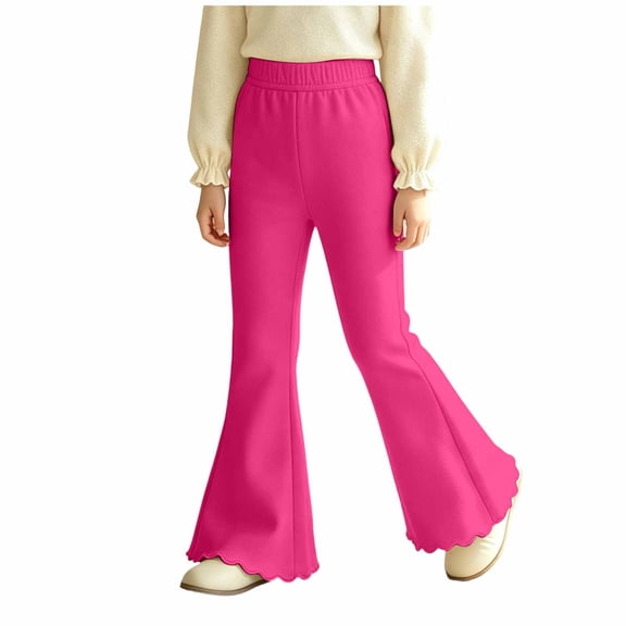 Mnyotv High Waisted Flared Leggings for Girls Ruffle Bell Bottom Pants Casual Gym Yoga Pant Size 13-14 Years