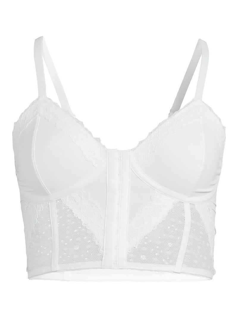 No Boundaries Juniors Lace & Dot Mesh Bustier - Walmart.com