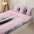thumbnail image 3 of Erosebridal Vintage Graffiti Lines Zipper Twin Comforter Sets with Fitted Sheet and 2 Pillowcases,Pink Black Gradient Zipper Bedding Set For Girls,Pink Reversible,4pcs, 3 of 7