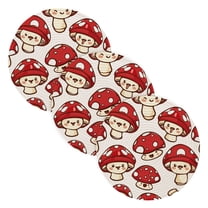 Red Cute Mushrooms 3 Pcs Pot Holders Trivets Set Woven Heat-Resistant Kitchen Round Mats Large Hot Pads for Cooking Baking Counter Table
