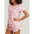 thumbnail image 5 of Biezeib Women’s Two Piece Pajamas Set Short Sleeve Crew Neck Plaid Print Tops and Shorts Set Sleepwear, 5 of 6