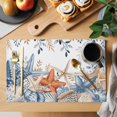 thumbnail image 2 of Blue Coastal Placemats Set of 4 Summer Beach Starfish Weeping Eucalyptus Place Mats Indoor Wipeable Table Mats Washable Cloth Dining Table Placemats for Kitchen Holiday Party Home Decor 13x19 Inch, 2 of 9