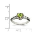 thumbnail image 4 of Natural Peridot 5mm Heart Ring in Sterling Silver, 4 of 5