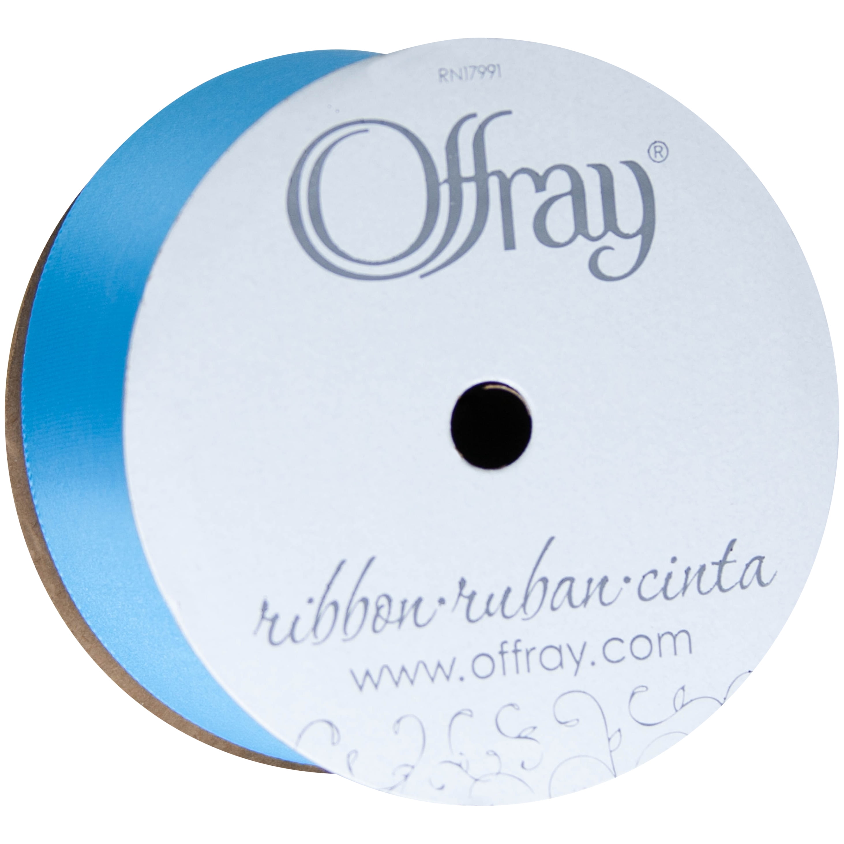Offray Ribbon, Lagoon Blue 1 1/2 inch Single Face Satin Polyester Ribbon, 12 feet