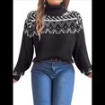 thumbnail image 3 of Suéteres para Mujer, Jerseys Casuales de Larga, Suéteres Cálidos, Tops de Punto Peludo, Suéter Grueso de Gran Tamaño. Negro M, 3 of 10