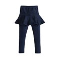 thumbnail image 1 of Kids Girls Leggings Elastic Waist Stretchy Fleece Lined Leggings with Ruffle Tutu Skirt Pantskirt for Little Girls,Navy Blue,8 Years, 1 of 8