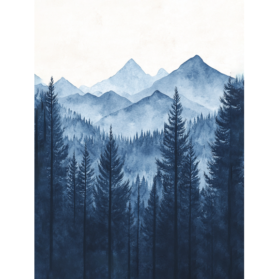 Blue Mountains Forest Canvas Print/Wall Art, Suitable for Living Room, Bedroom, Office, Bathroom, and Hallway Decoration.