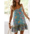 thumbnail image 6 of SHIBEVER Womens Dress Summer Casual Sleeveless Floral Dress for Women Sexy Boho Sun Beach Swing Mini Dresses Green, 6 of 7