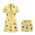 thumbnail image 6 of Psesaysky Bee Honey Print Tennis Dress for Women Golf Dresses with Pockets and Shorts Short Sleeve Quick Dry Workout Exercise Outfit 2 Pieces V-Neck Outfits with Collar, 6 of 7