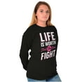 thumbnail image 5 of Life is Worth the Fight Breast Cancer Women's Long Sleeve T Shirt Brisco Brands S, 5 of 6